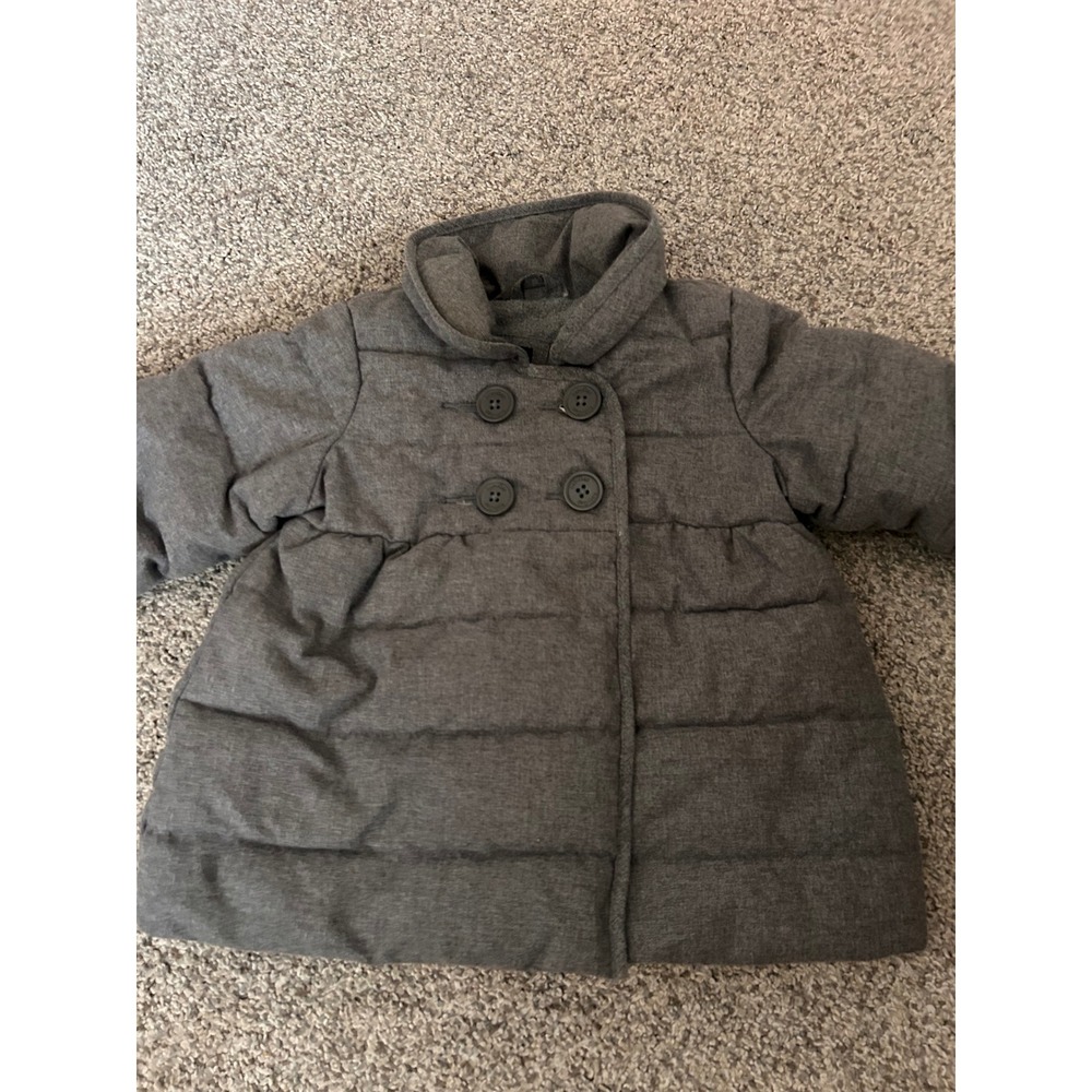 BabyGap Kids Grey Primaloft Double Breasted Puffer Jacket Coat 6-12 Months - Picture 2 of 6